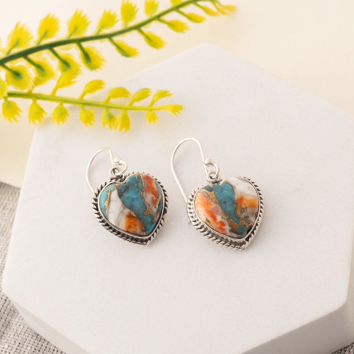 925 Sterling Silver Turquoise Stone Earrings for Women | Handmade Natural Gemstone Jewelry | Healing Crystal Design | Size 3.2x1.7 cm | 1 Pair
