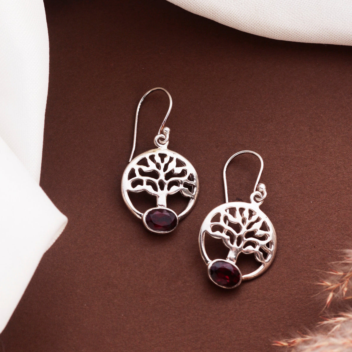 925 Sterling Silver Garnet Earrings for Women | Red Gemstone Jewelry | Handcrafted Luxury Gift Idea