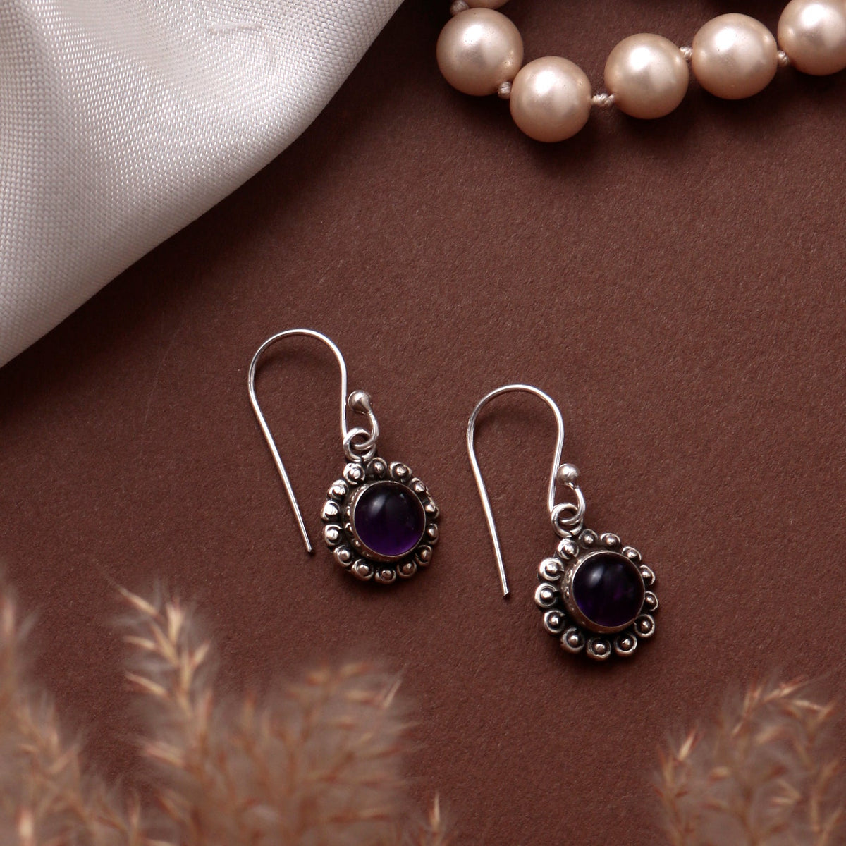 925 Sterling Silver Amethyst Gemstone Earrings for Women | Hand Craft Jewellary|