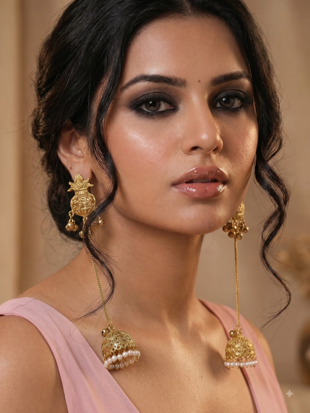 Kashmiri Long Chain Ghungroo Earrings