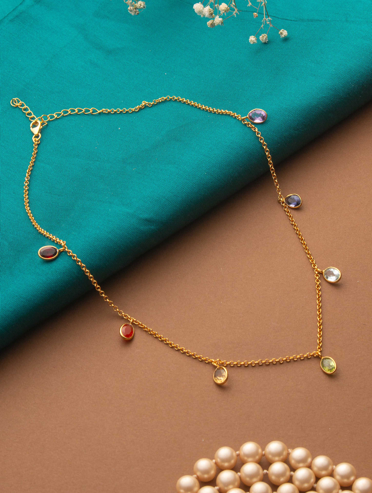 925 Sterling Silver Gold Plated Chakra Necklace for Women | Handmade Fine Silver