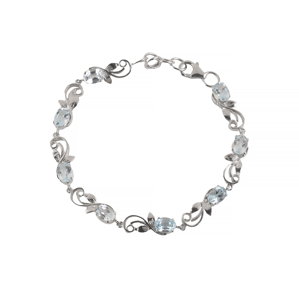 925 Sterling Silver Blue Topaz Bracelet for Women Handmade Gemstone Bracelet