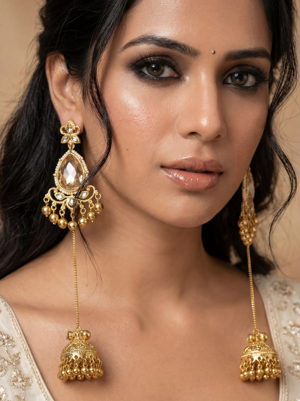 Shadow Stone Kashmiri Jhumka Earrings for Women