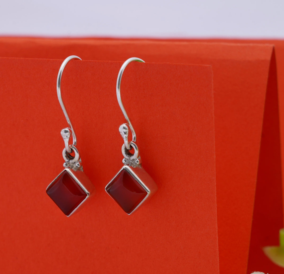 925 Sterling Silver Carnelian Earrings for Women | Orange Gemstone Jewelry | Handcrafted Designer Gift