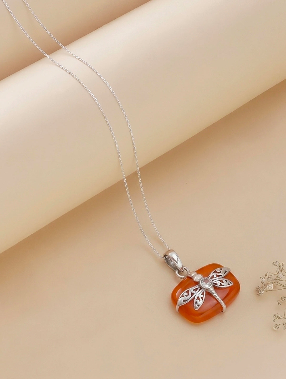 925 Sterling Silver Carnelian and Quartz Butterfly pendent | handcrafted jewellery |