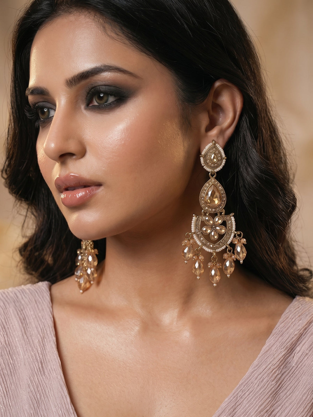 Designer Golden Tone Vintage Chandbali