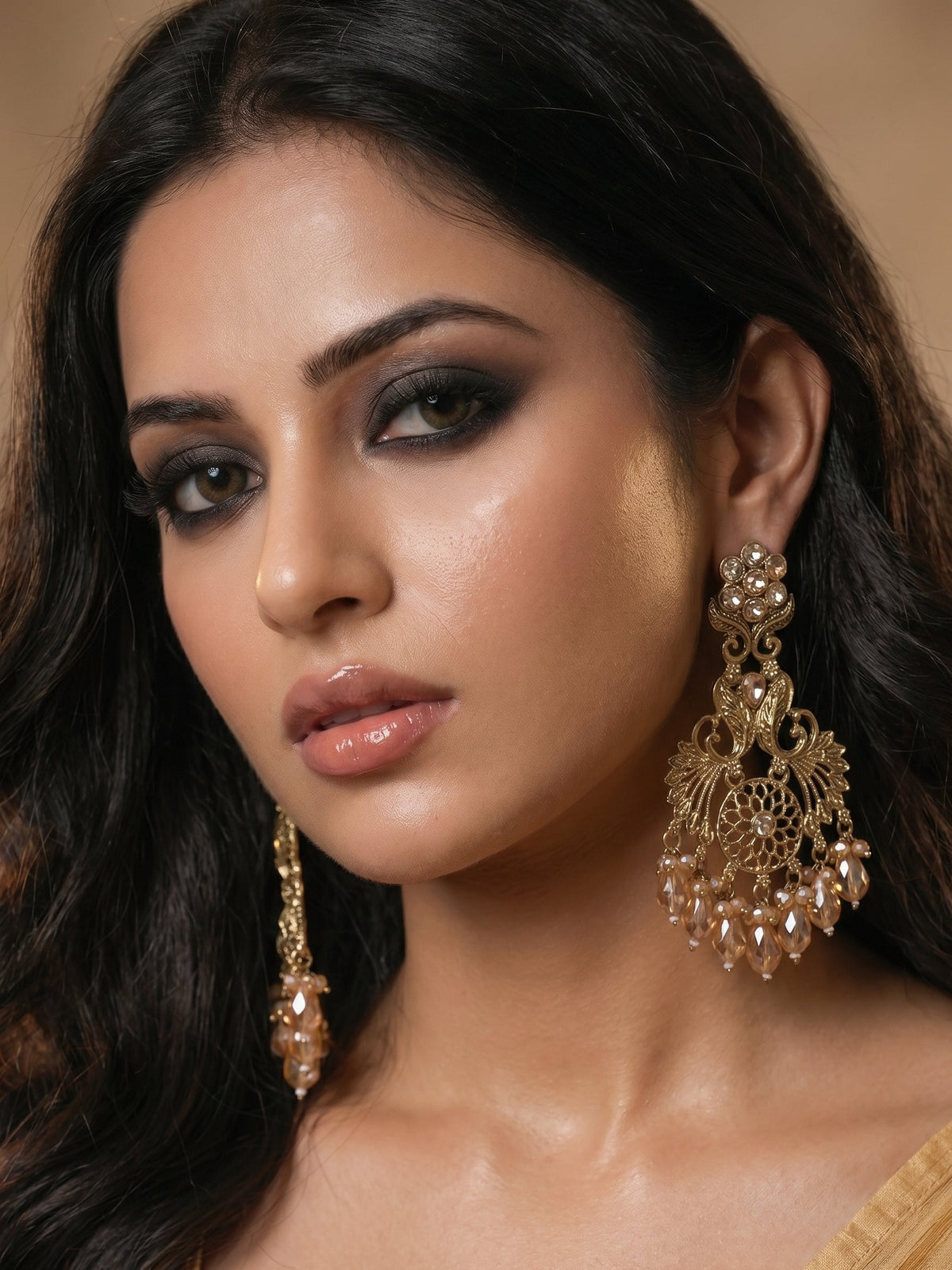 Vintage Crystal Chandbali Earrings
