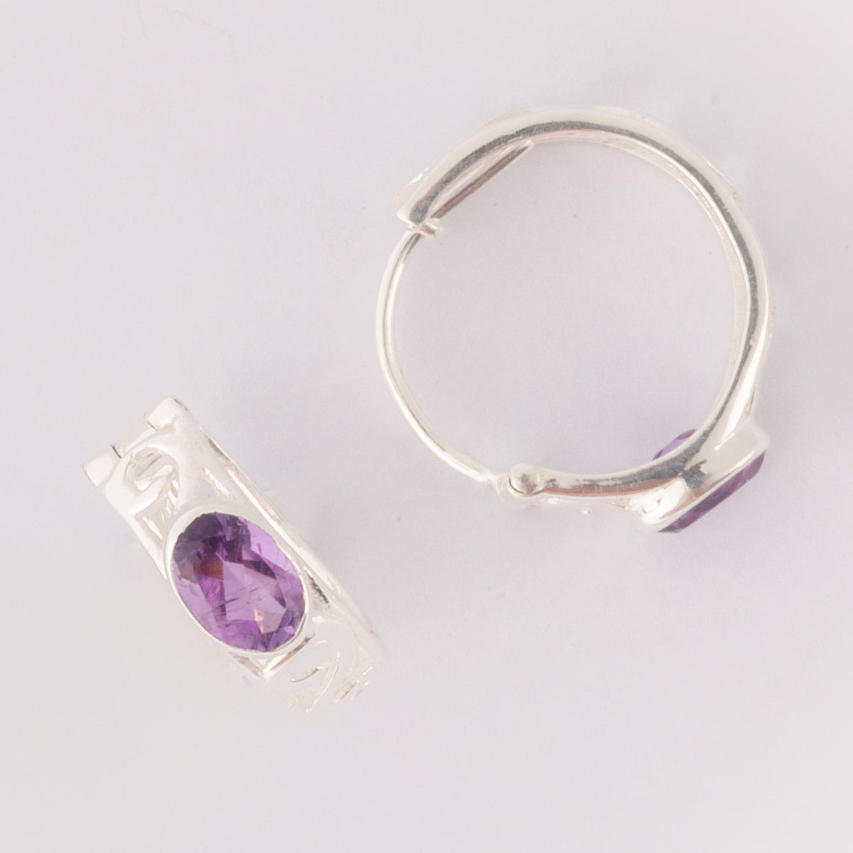 925 Sterling Silver Amethyst Earrings for Women | Handmade Natural Gemstone Jewelry | Healing Crystal Energy | Size 1.3x0.5 cm |  1 Pair