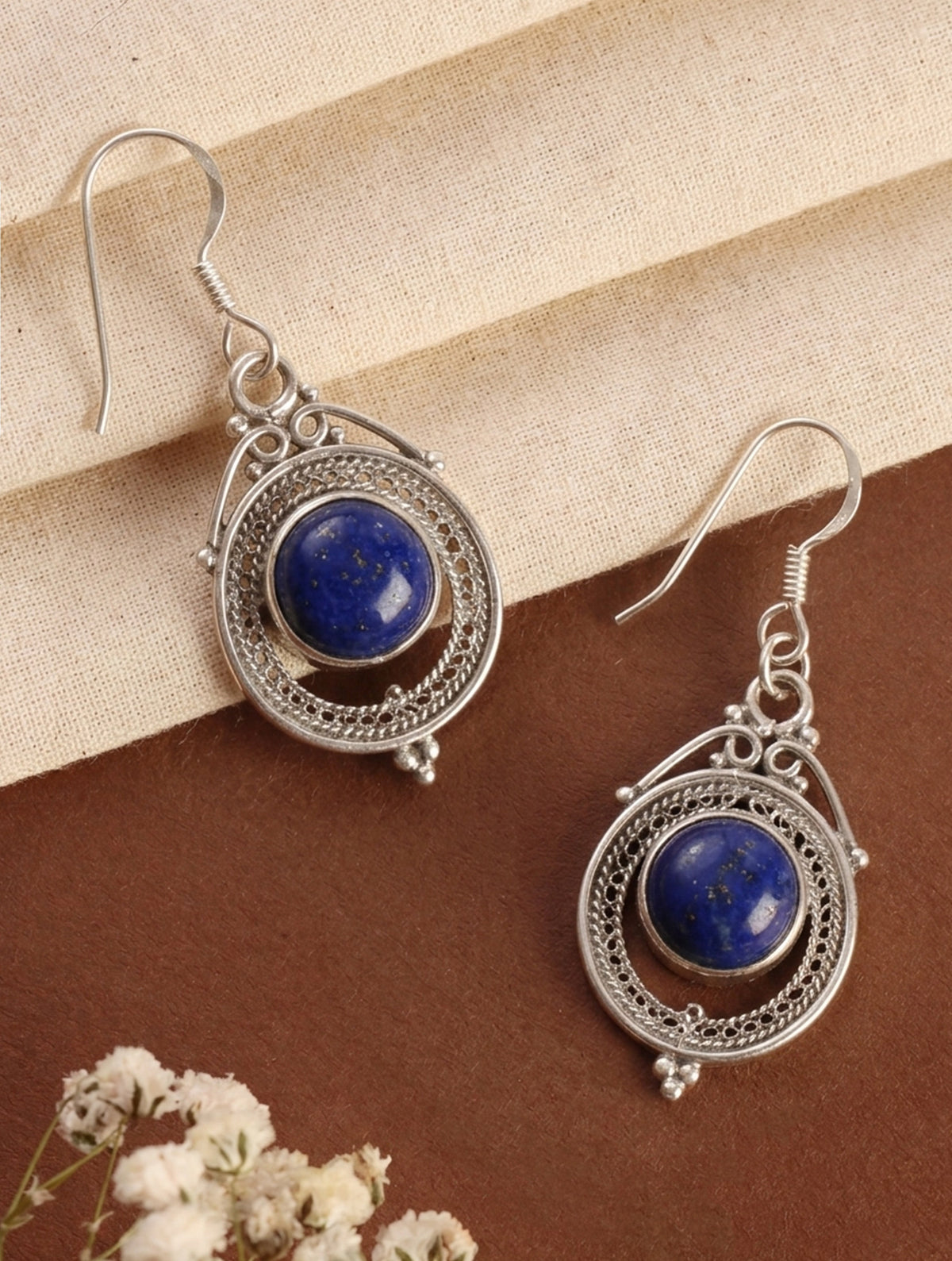 925 Sterling Silver Lapis Earrings for Women | Gemstone Earrings | Handmade Silver Jewelry | Elegant Daily Wear Gift