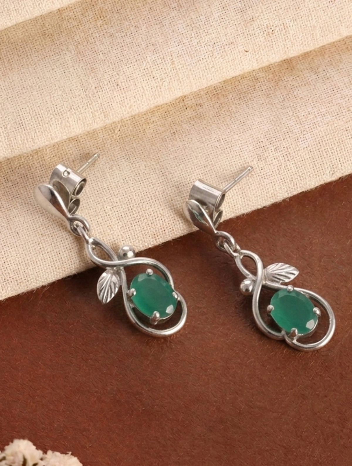 925 Sterling Silver Green Onyx Earrings for Women | Gemstone Earrings | Handmade Silver Jewelry | Elegant Daily Wear Gift