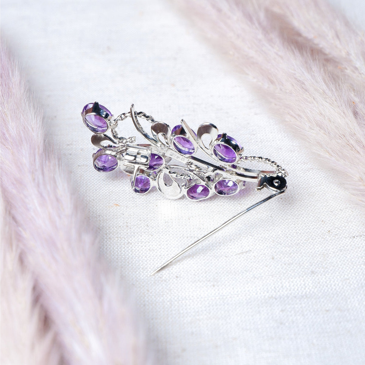 925 Sterling Silver Amethyst Brooch for Women | Gemstone Brooch | Handmade Silver Jewelry | Elegant Daily Wear Gift