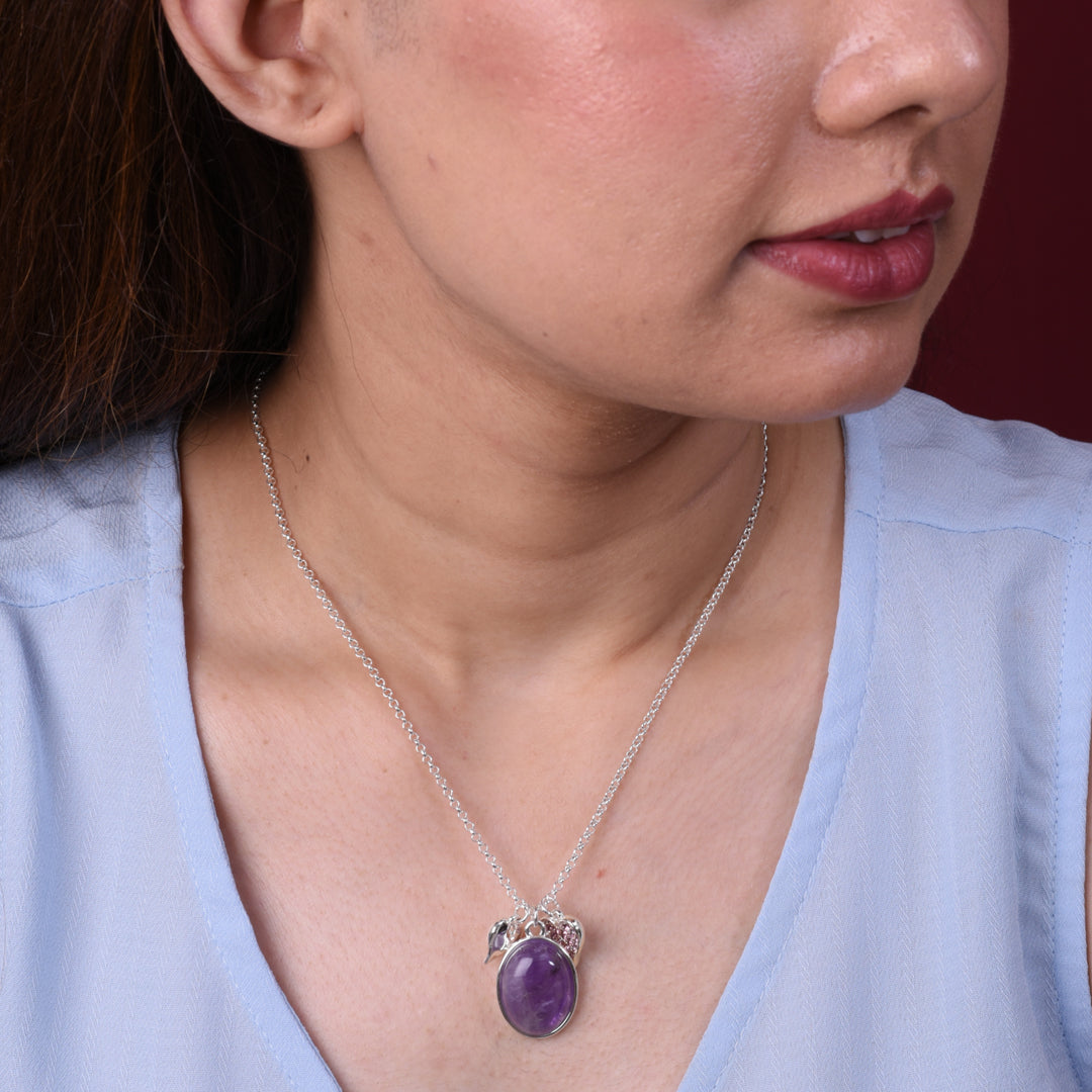 Amethyst Aura Pendant Chain