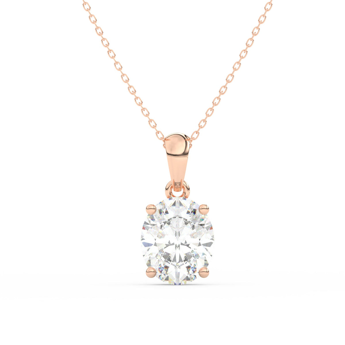 Oval Cut Moissanite Solitaire Pendant in 14K Yellow Gold Plated
