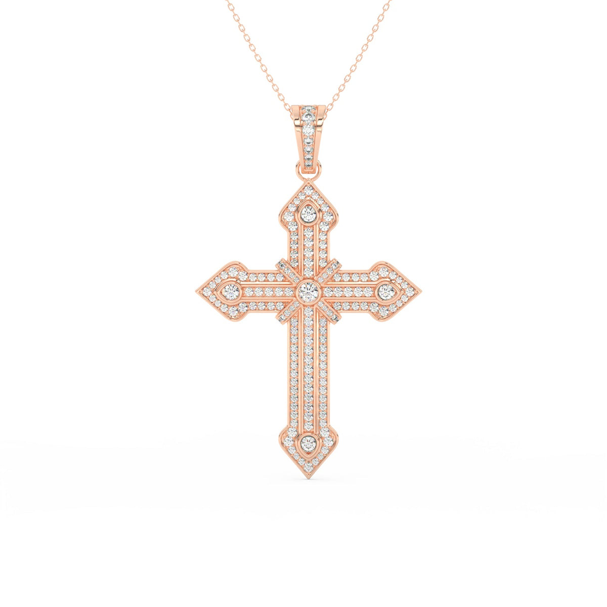 1.51Ct Round Cut Moissanite Men’s Cross Pendant in 14K White Gold