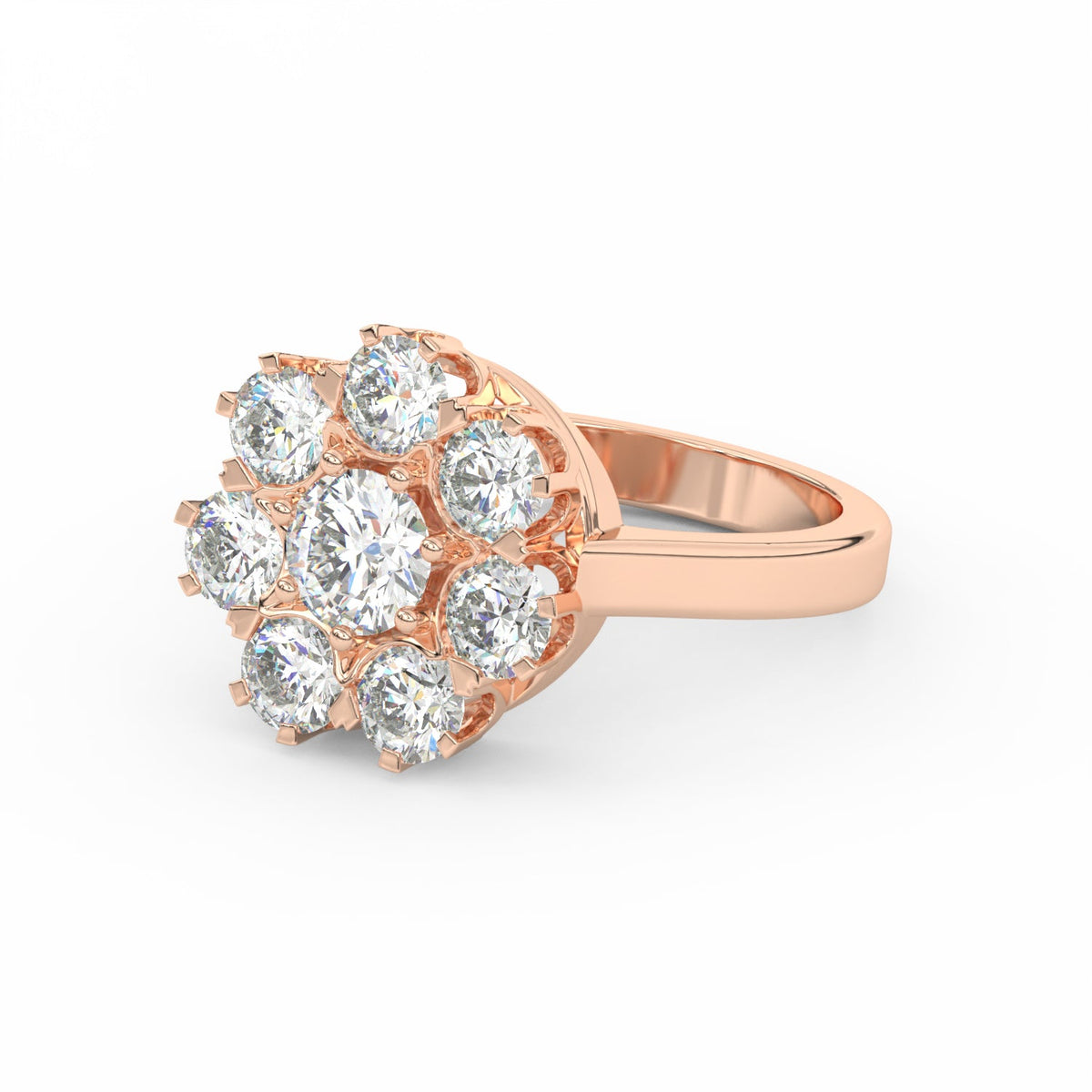 2.29Ct Round Cut Moissanite Women Cluster Engagement Ring 14K Yellow Gold Plated