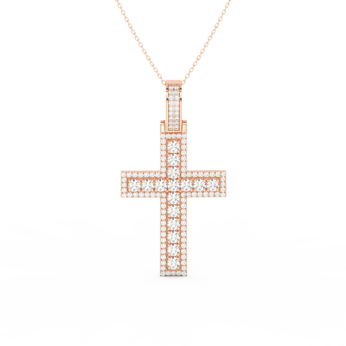 3Ct Round Moissanite Men Cross Pendant 14K Yellow Gold Plated