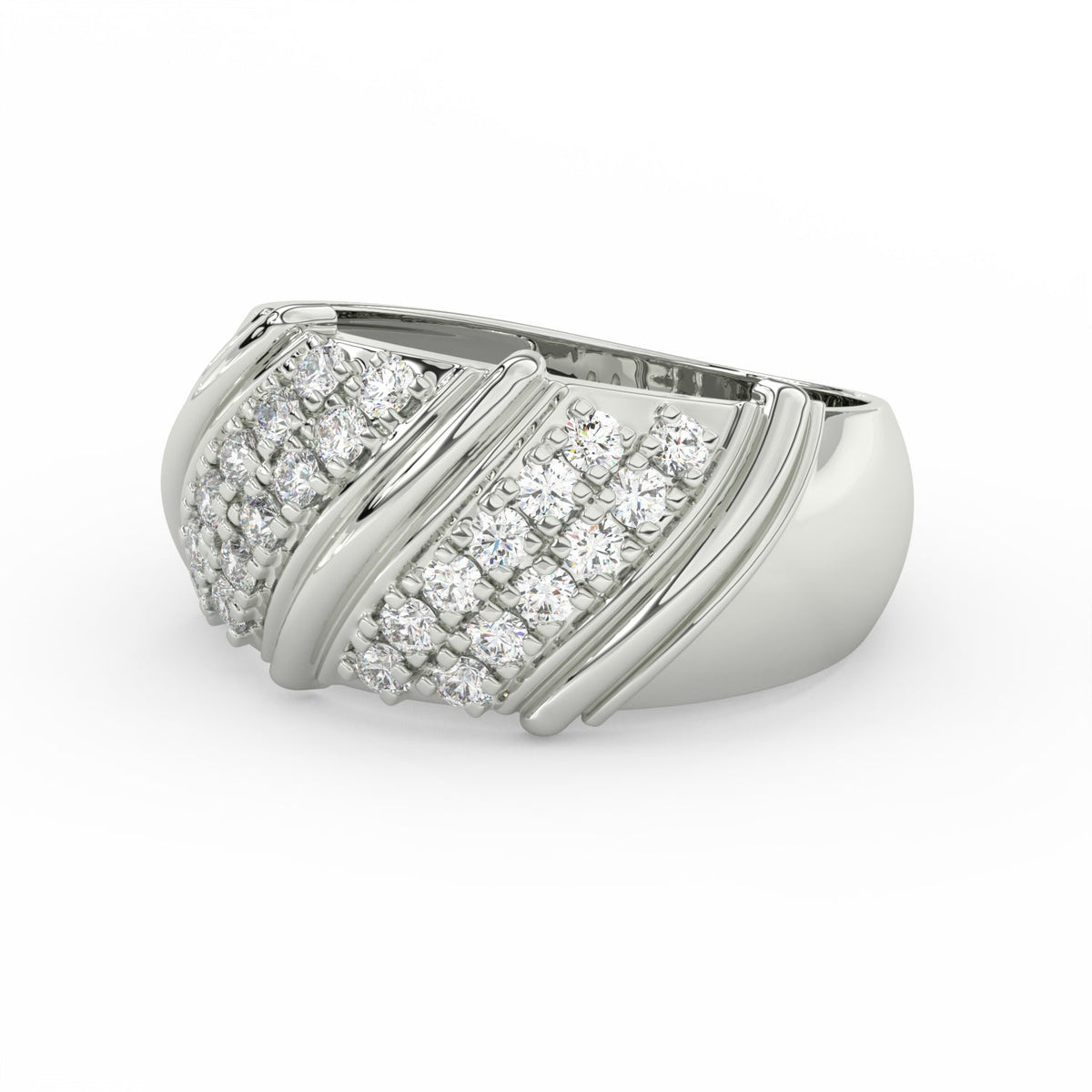 1Ct Round Cut Moissanite Men Cluster Wedding Band Ring 14K Yellow Gold Plated