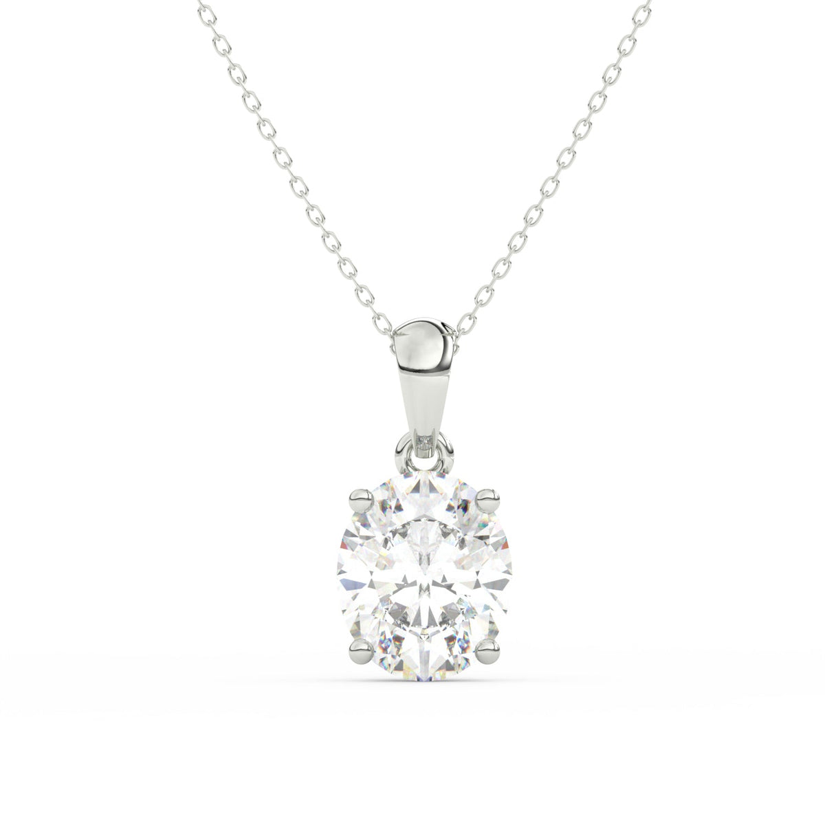 Oval Cut Moissanite Solitaire Pendant in 14K Yellow Gold Plated