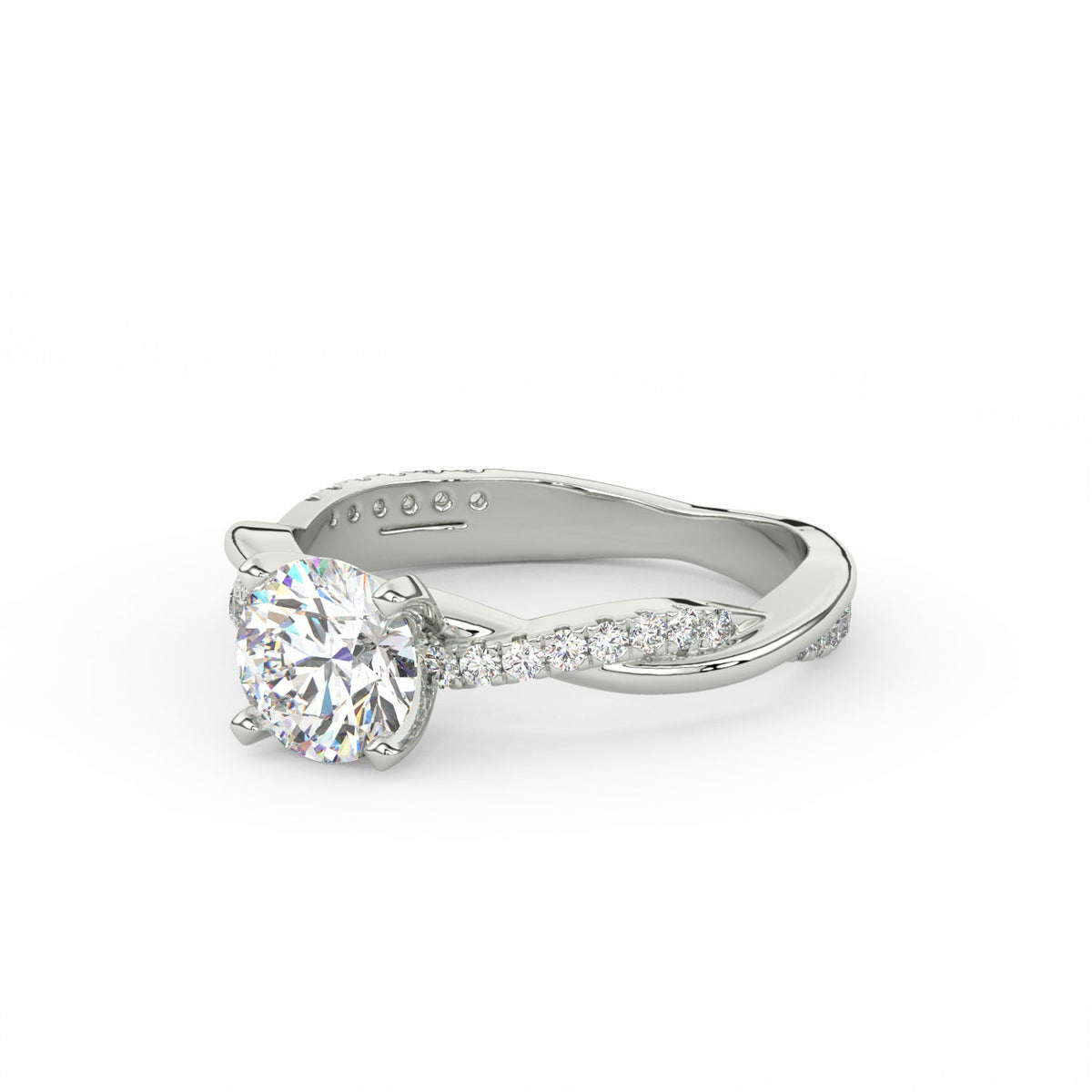 1.50Ct Round Cut Moissanite Twist Solitaire Engagement Ring 14K Yellow Gold Plated