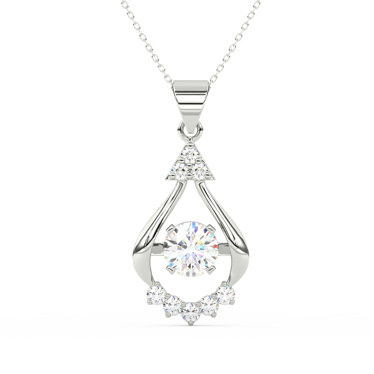 2.44Ct Round Cut Moissanite Teardrop Pendant in 14K Yellow Gold Plated