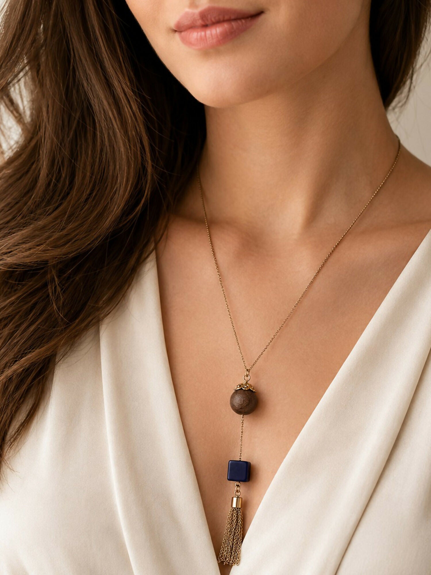 Bohemian Geometric Tassel Drop Necklace