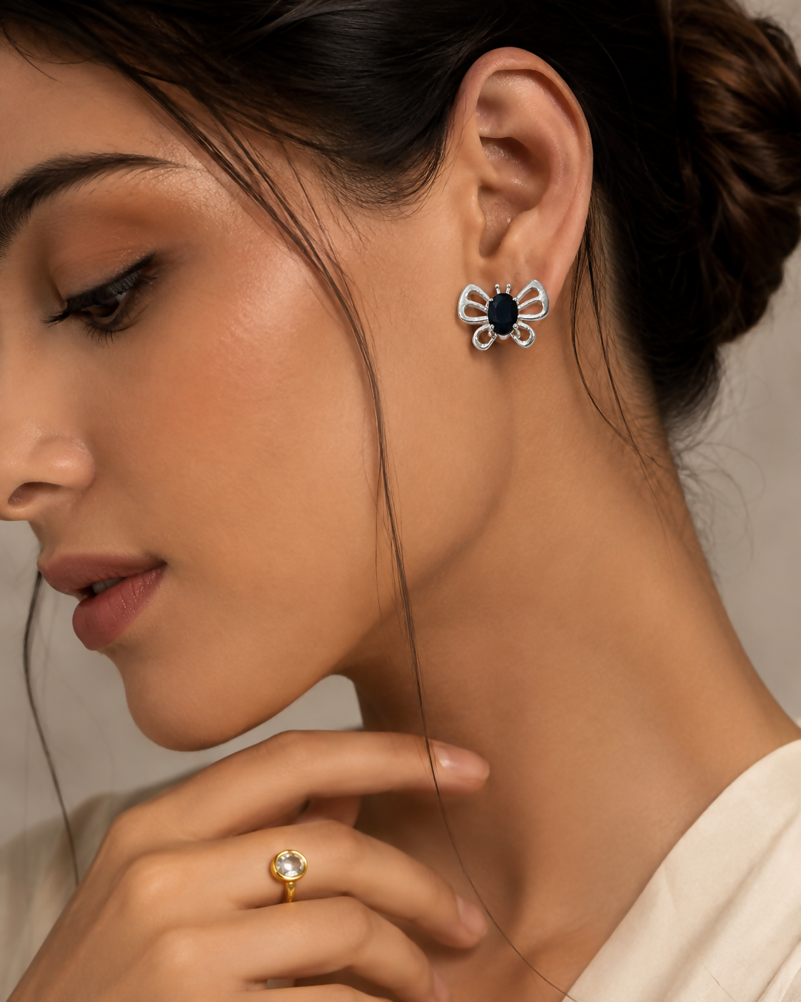 Natural Black Onyx Butterfly Earrings | 925 Sterling Silver