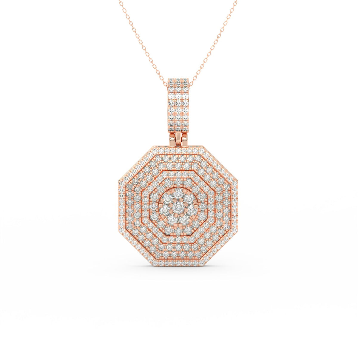 2Ct Round Cut Moissanite Hexagonal Cluster Pendant Necklace 14K Yellow Gold Plated