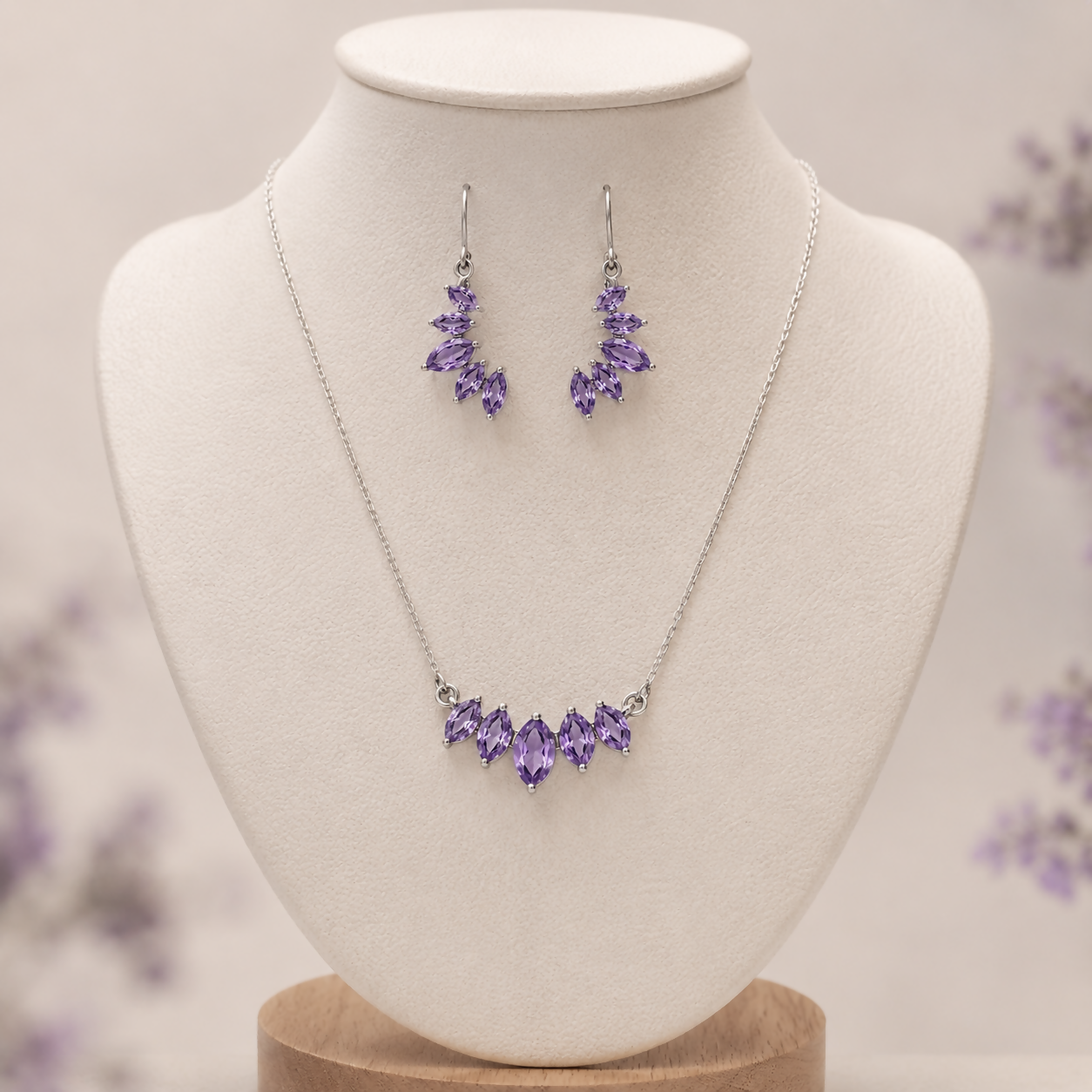 Laurel Amethyst 925 Sterling Silver Jewellery Set