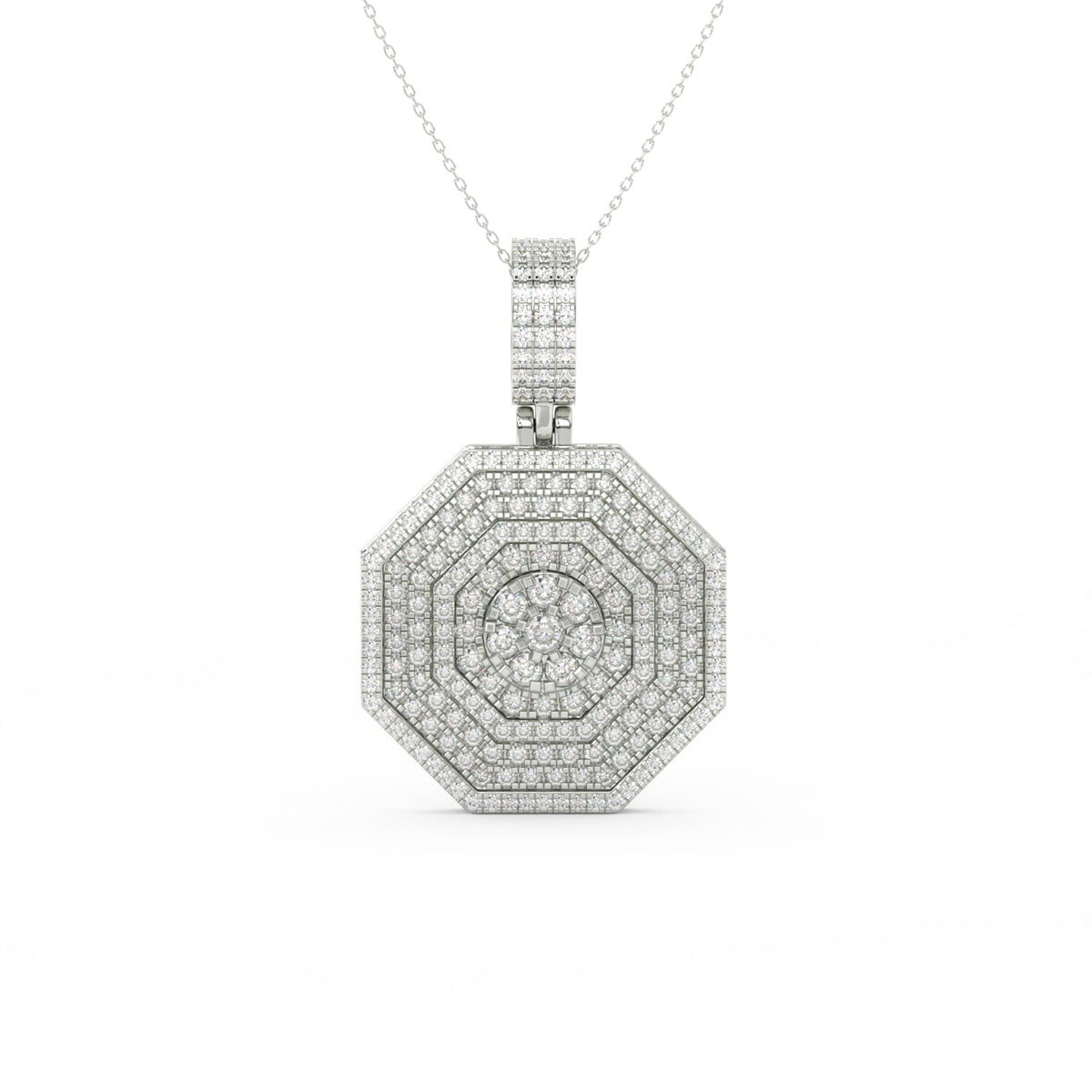 2Ct Round Cut Moissanite Hexagonal Cluster Pendant Necklace 14K Yellow Gold Plated