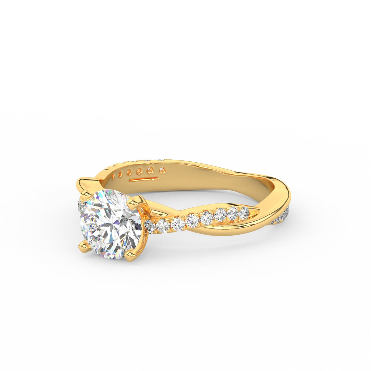 1.50Ct Round Cut Moissanite Twist Solitaire Engagement Ring 14K Yellow Gold Plated