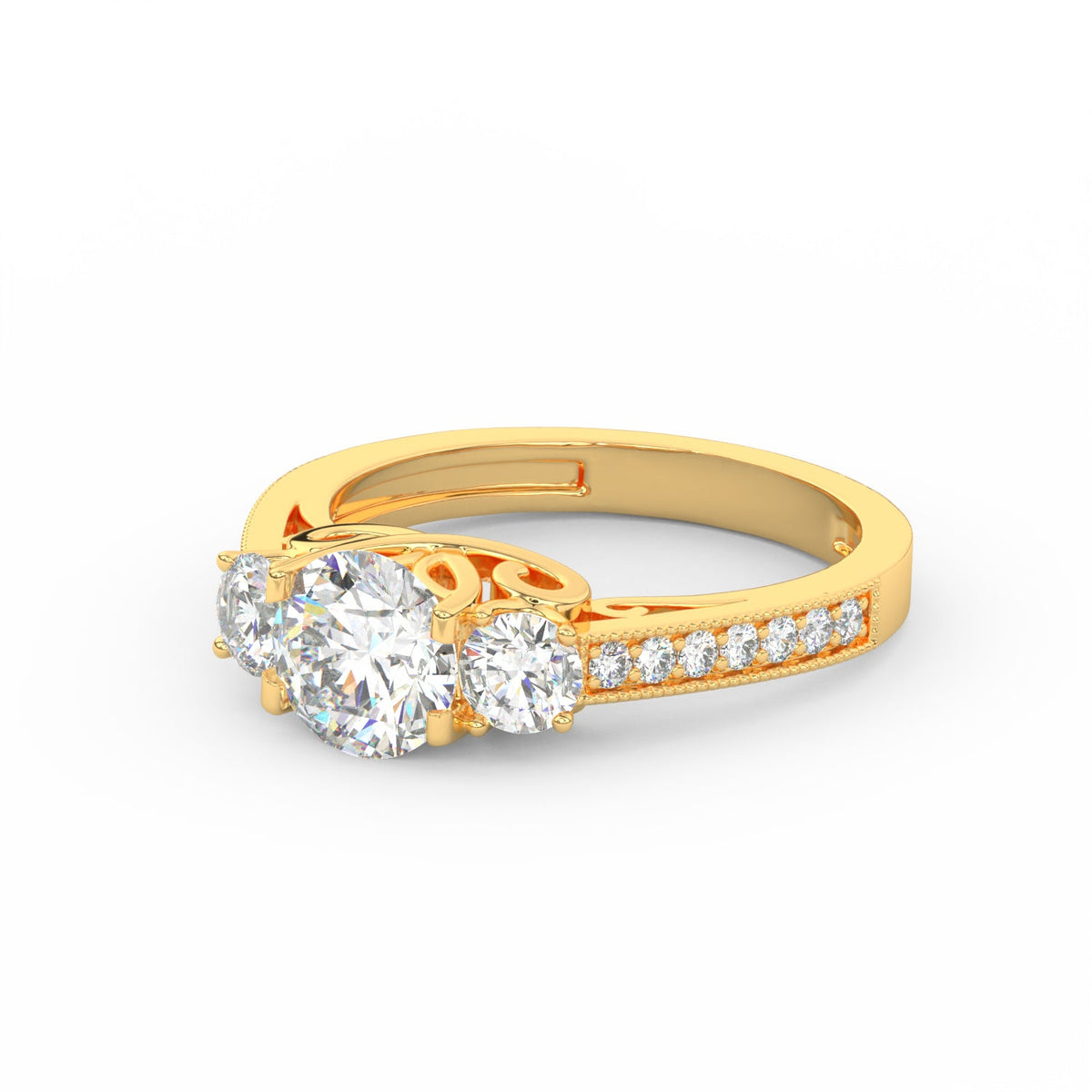 1.95Ct Round Cut Moissanite Women Engagement Wedding Ring 14K Yellow Gold Plated