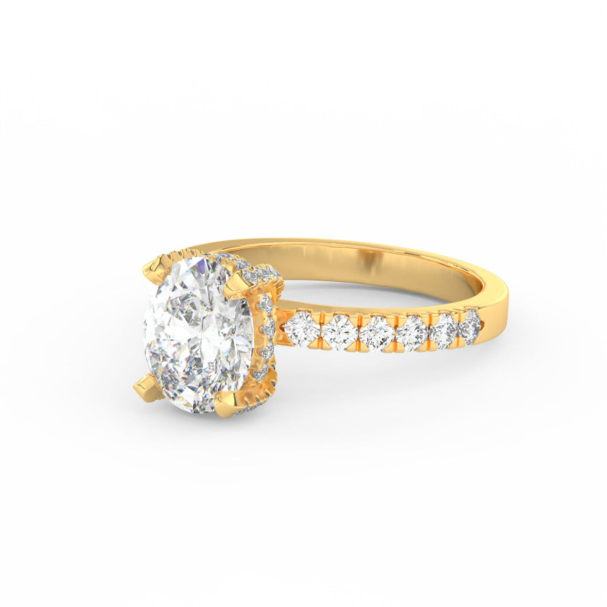 3.18Ct Oval Cut Moissanite Halo Engagement Ring 14K Yellow Gold Plated