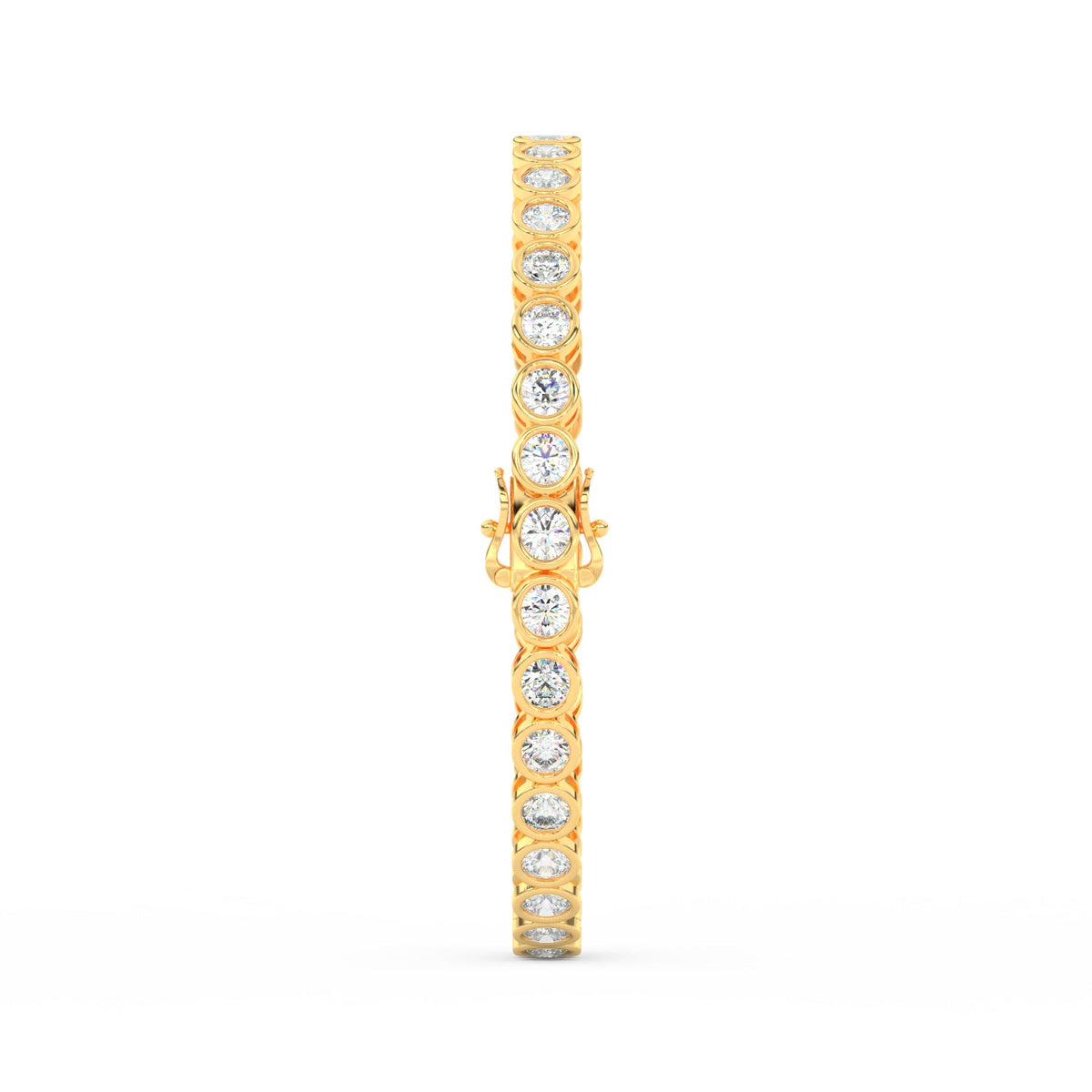 8.70 Ct Round Cut Moissanite Bezel Set Tennis Bracelet 14K Yellow Gold Plated