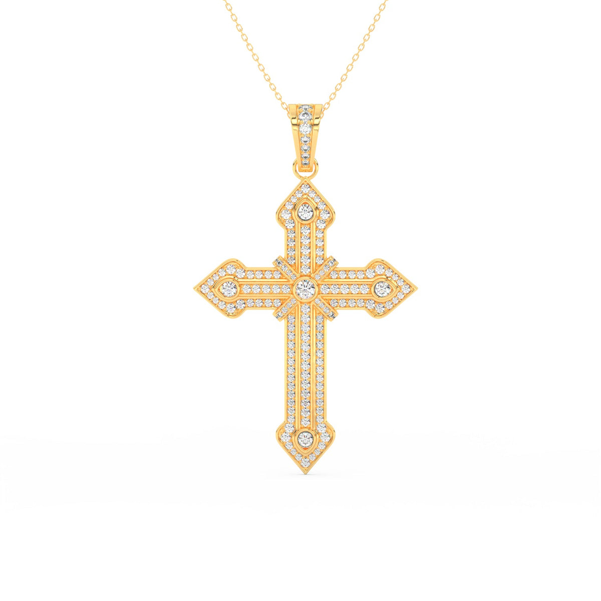 1.51Ct Round Cut Moissanite Men’s Cross Pendant in 14K White Gold