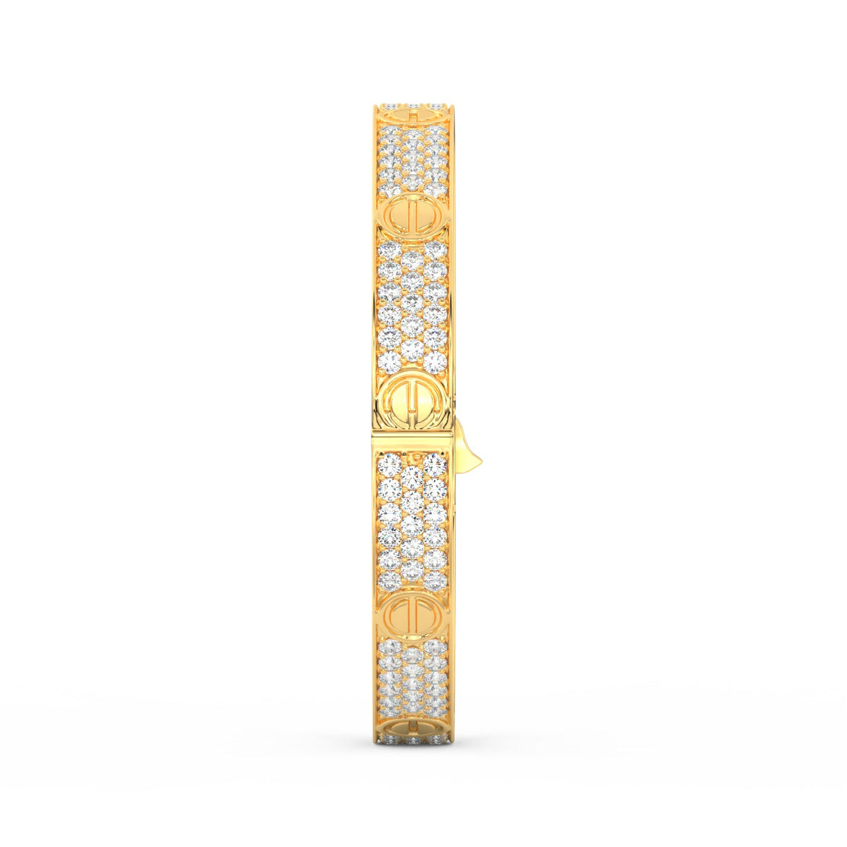 6.80 Ct Round Cut Moissanite Pave Set Cartier Bangle 14K Yellow Gold Plated