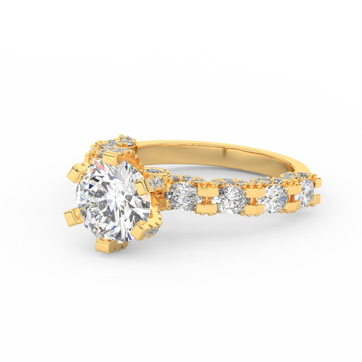 4Ct Round Cut Moissanite Women's Wedding Engagement Ring 14K Yellow Gold Plated