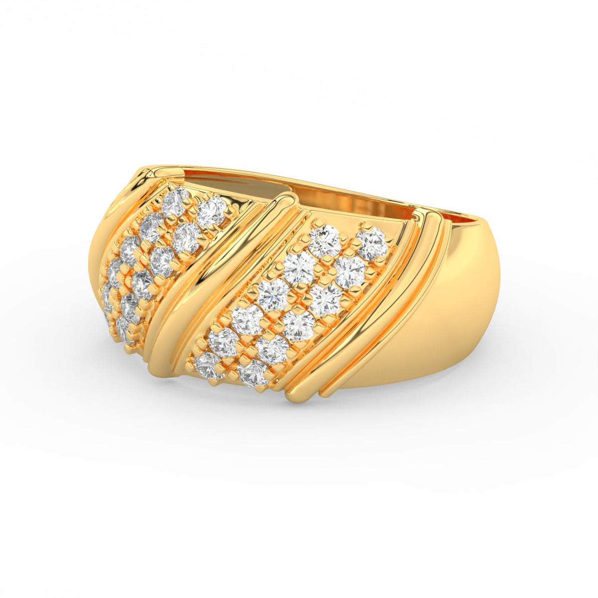 1Ct Round Cut Moissanite Men Cluster Wedding Band Ring 14K Yellow Gold Plated
