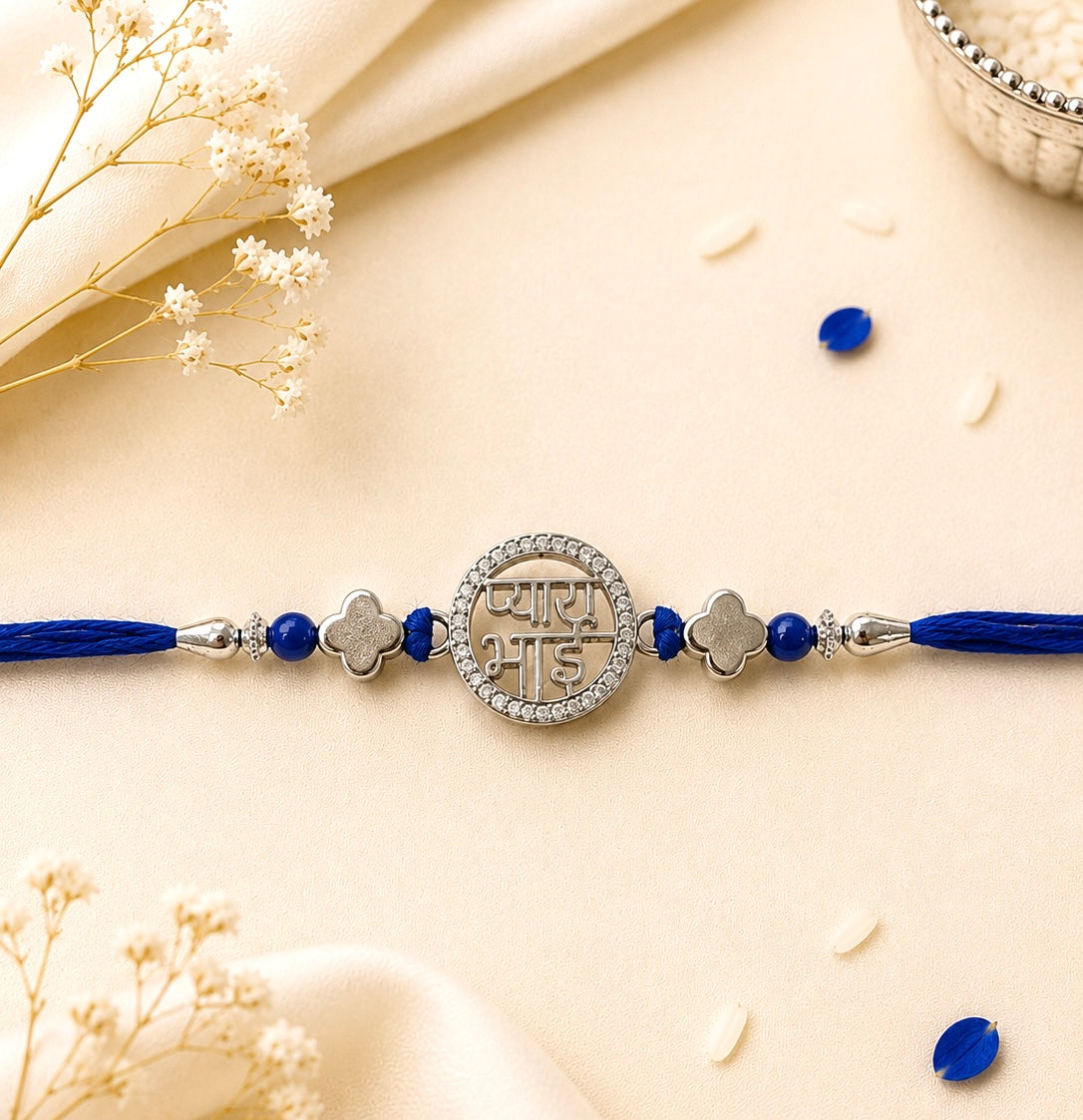 925 Silver CZ Stone Pyara Bhai Rakhi | House of Diana