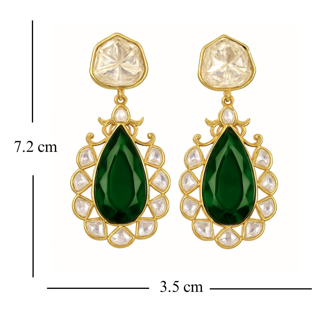 Gold Plated Green Topaz Earrings