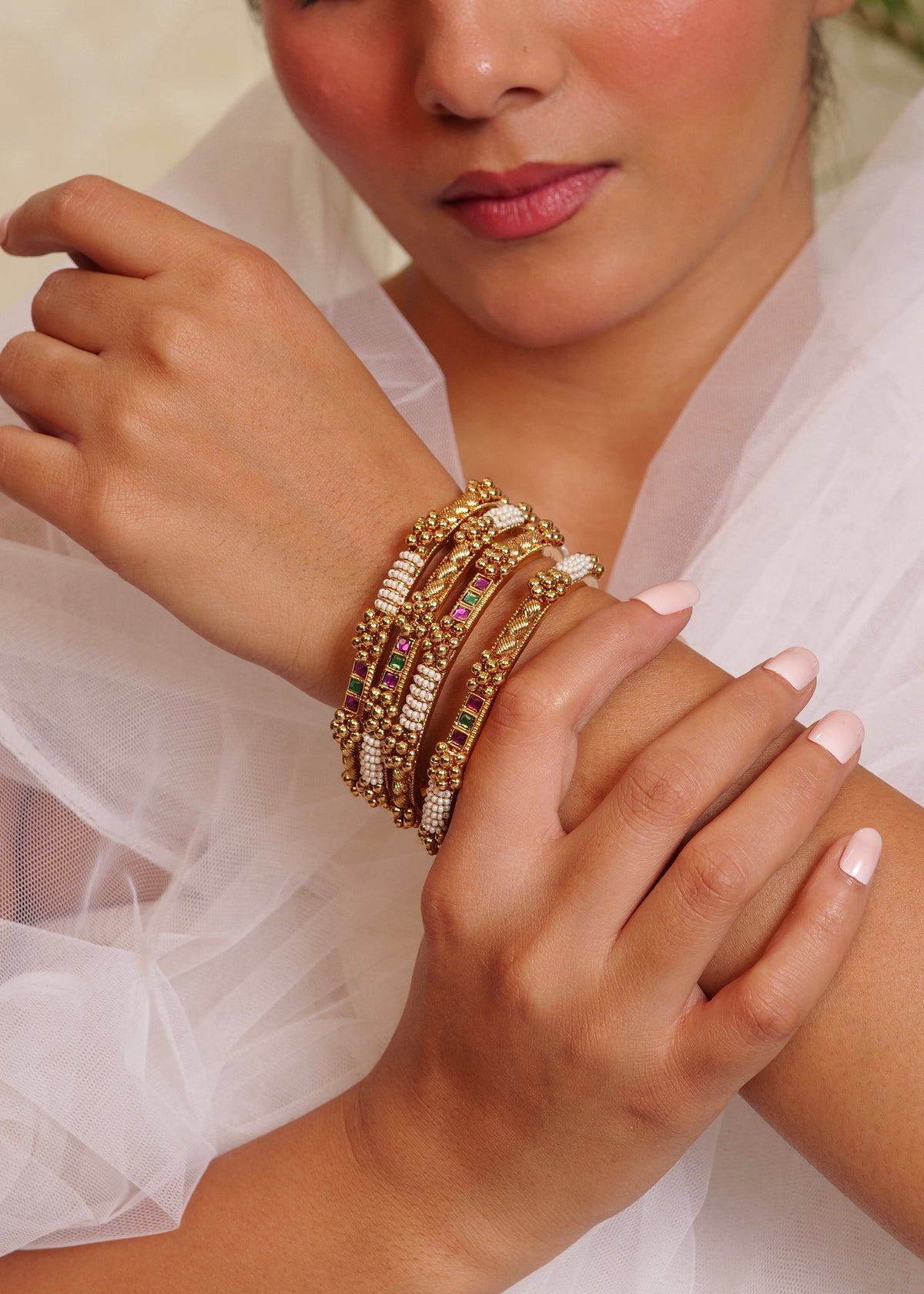 Malligai Temple Bangle Set of 4