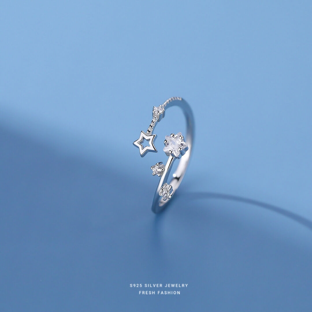 Brd Jewelry 925 Sterling Silver Star Cz Open Ring I Adjustable Silver Ring For Women & Girls