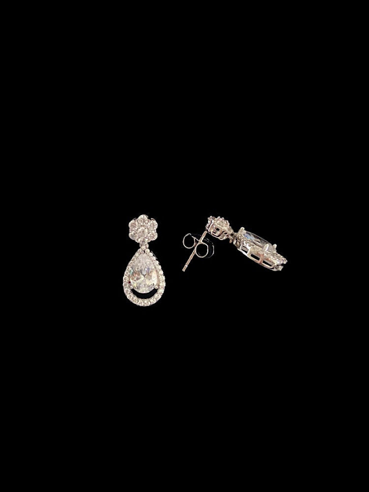 White Drop Earrings Sterling Silver Earrings