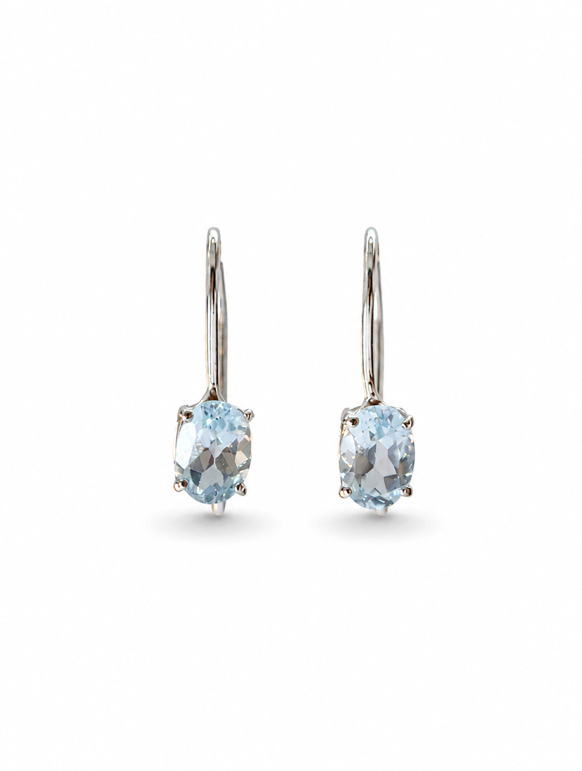 925 Sterling Silver Blue Topaz Gemstone Drop Earrings