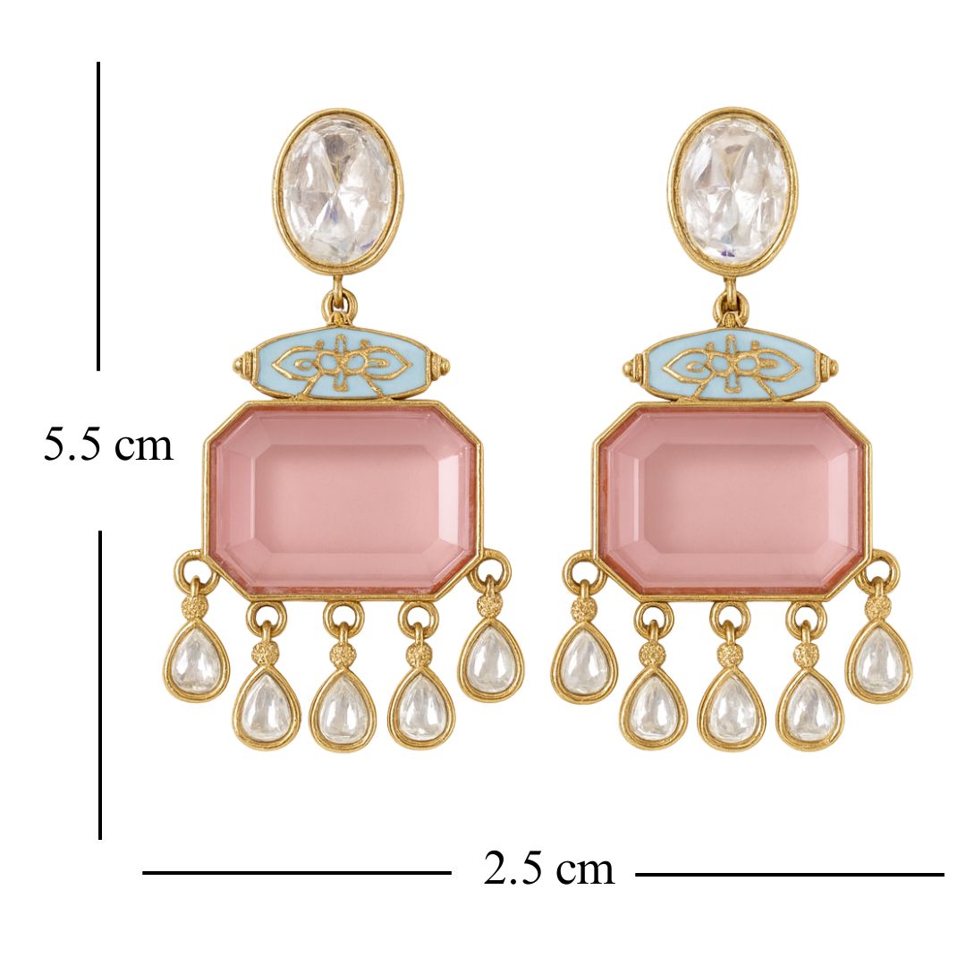 Gold Plated Meenakari Drop Earrings