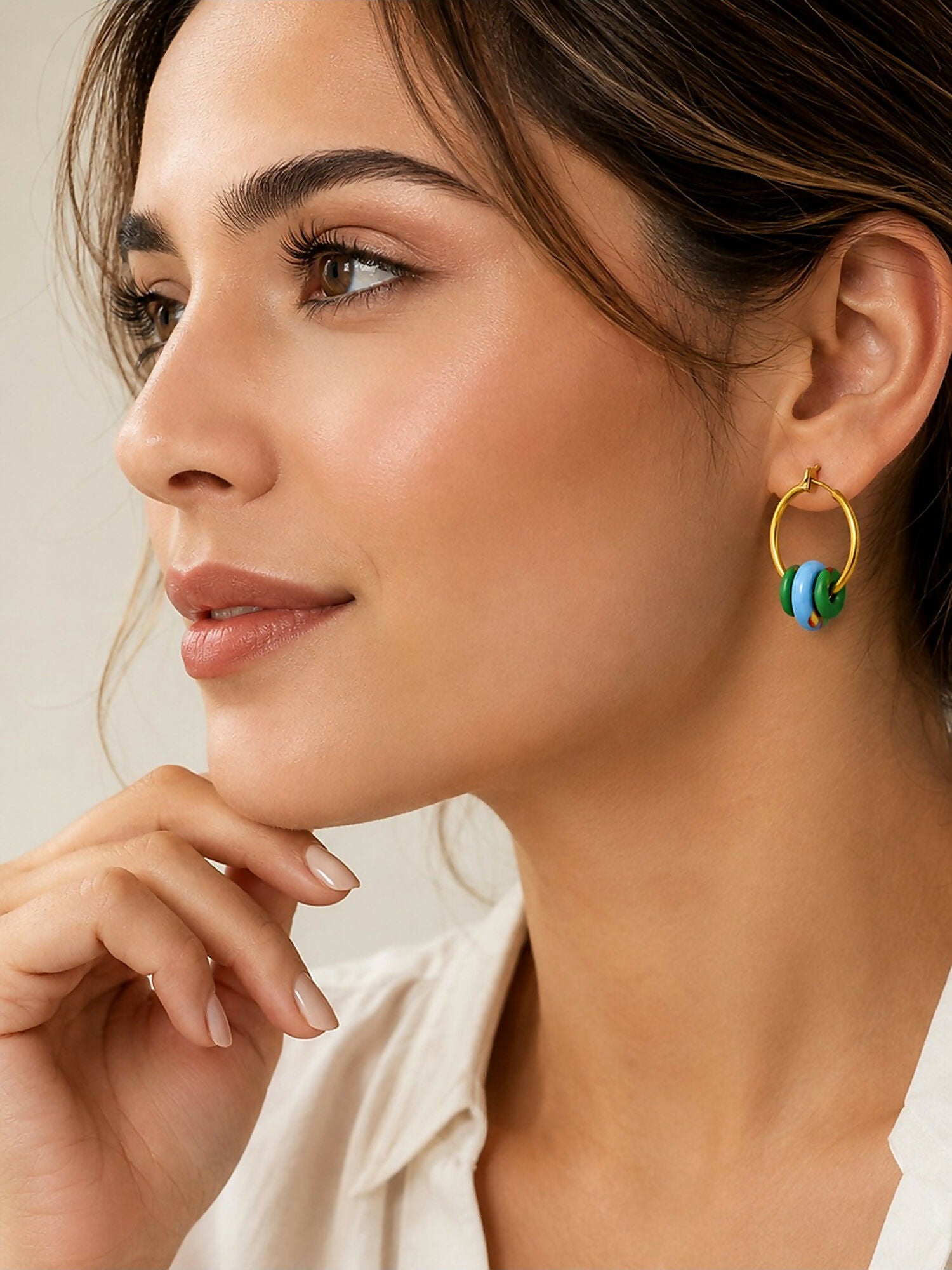 Colorful Beaded Hoop Earrings