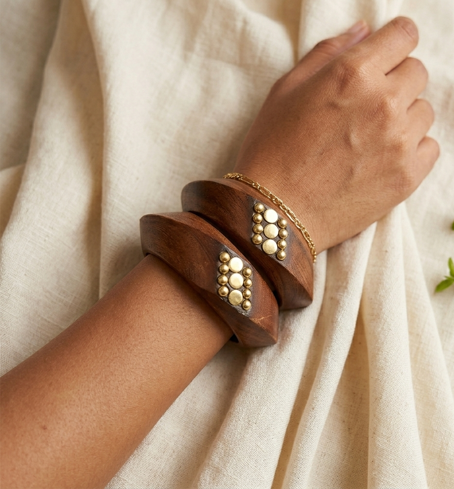 Handcrafted Wooden Bangles Set of 2