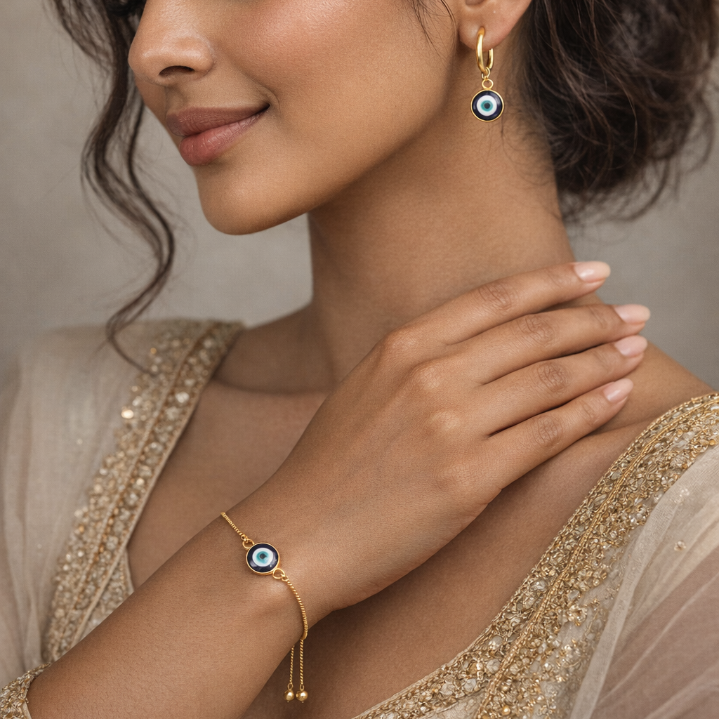 Bdiva Handmade 18K Gold-Plated Evil Eye Earrings