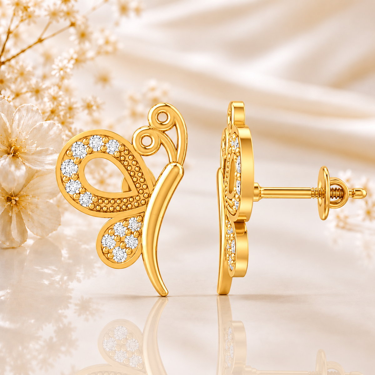MAIRA Bella Flutter Gold Plated 925 Sterling Silver Butterfly Stud Earrings