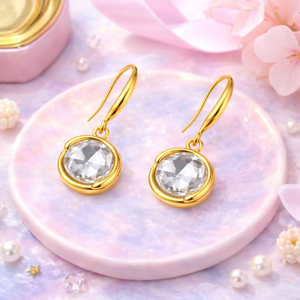 Classic Round Cubic Zirconia Drop Earrings