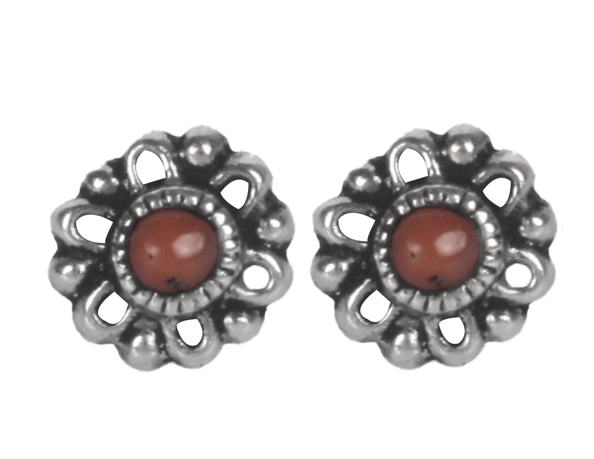 925 Sterling Silver Carnelian Eartops for Women | Authentic Silver Jewelry | Handcrafted Elegant Gift